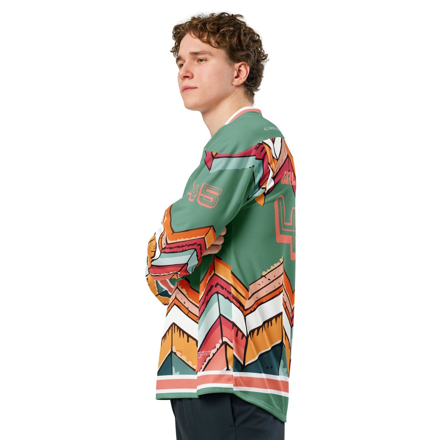 Vibrant Motif Pattern Recycled Fabric Hockey Jersey (#45)