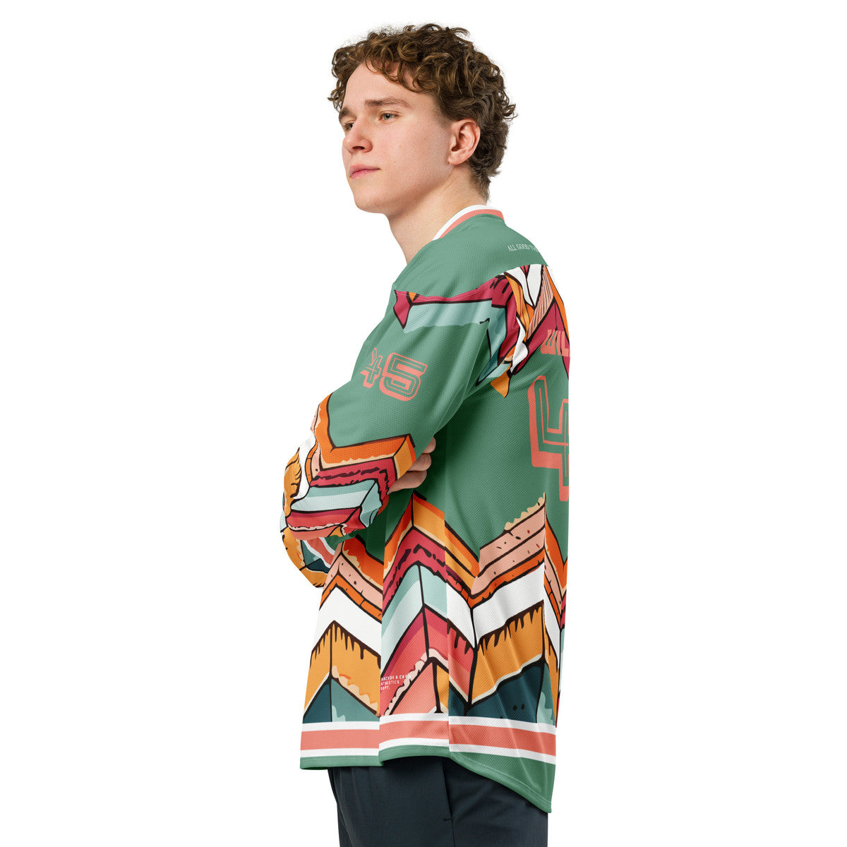 ANCHOR & CREW Vibrant Motif Pattern Recycled Fabric Hockey Jersey (#45)