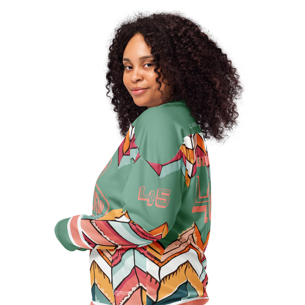 ANCHOR & CREW Vibrant Motif Pattern Recycled Fabric Hockey Jersey (#45)