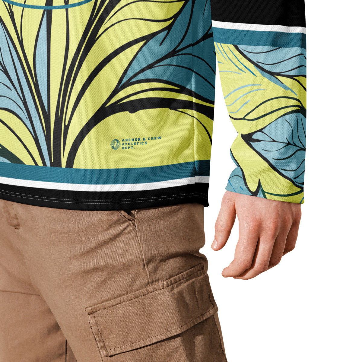 ANCHOR & CREW Exotic Leaves Pattern Recycled Fabric Hockey Jersey (#83)