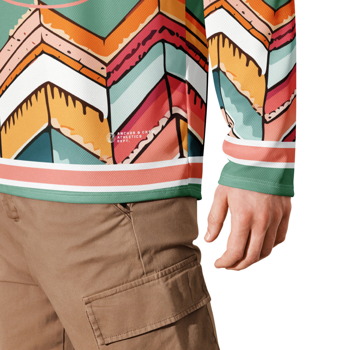 ANCHOR & CREW Vibrant Motif Pattern Recycled Fabric Hockey Jersey (#45)