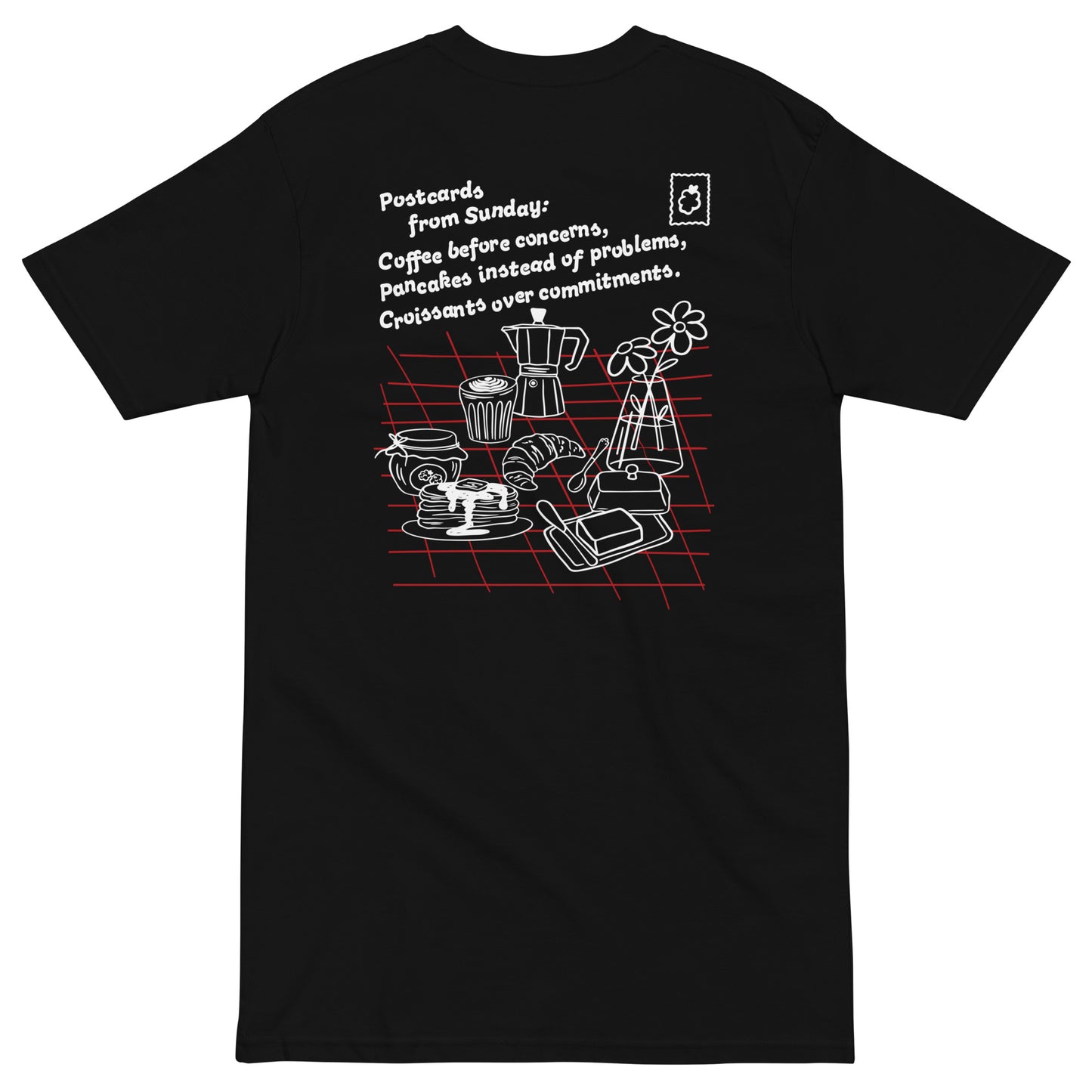 GUSTATORY Originals Postcards From Sunday Heavy Cotton Embroidered T-Shirt