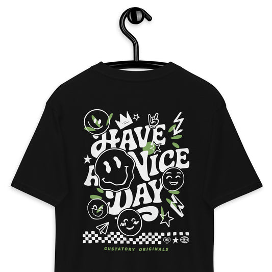 GUSTATORY Originals Have A Nice Day Heavy Cotton Embroidered T-Shirt