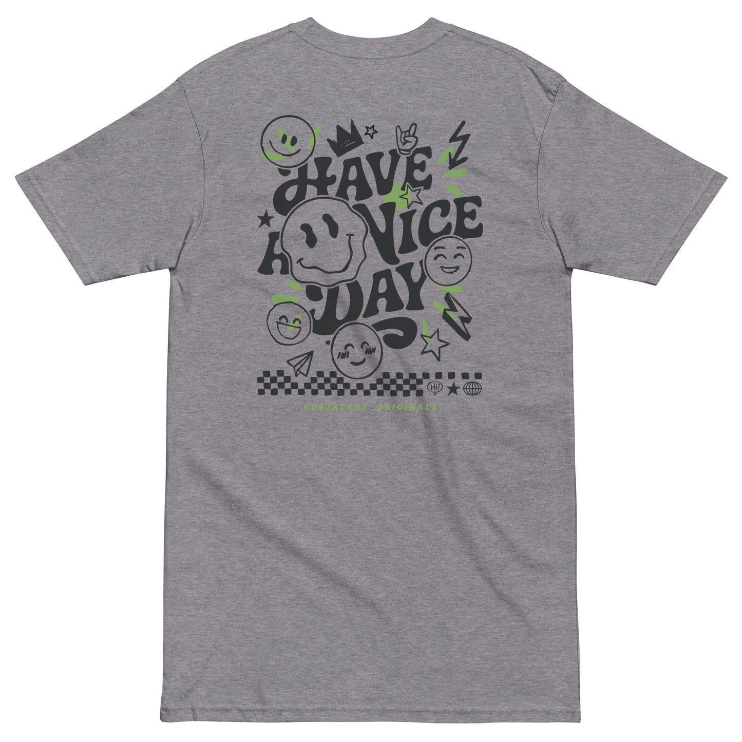 GUSTATORY Originals Have A Nice Day Heavy Cotton Embroidered T-Shirt