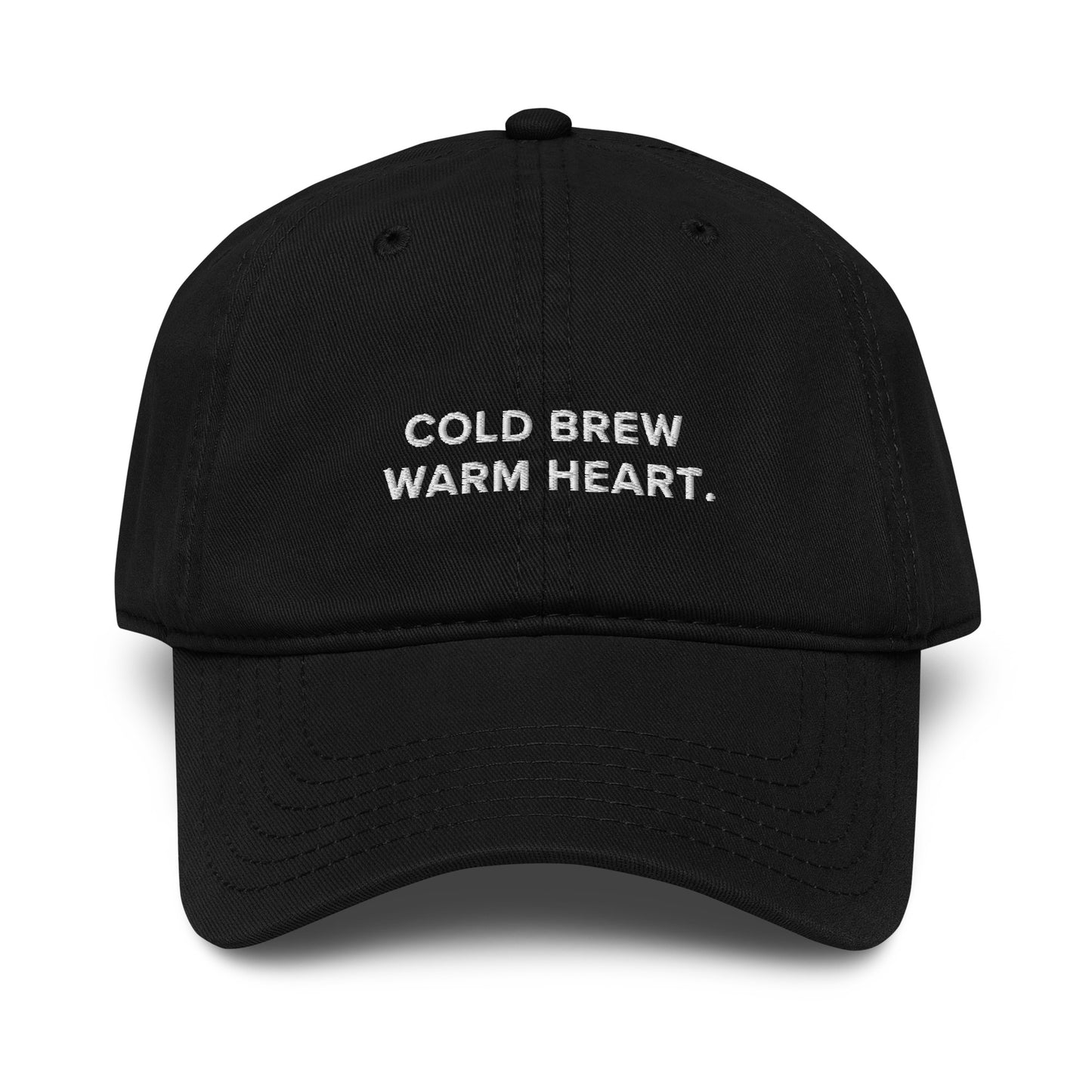 GUSTATORY Cold Brew Warm Heart. Cotton Embroidered Cap