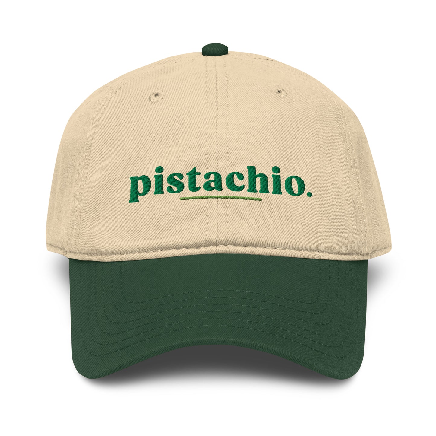 Pistachio Slogan Cotton Embroidered Cap