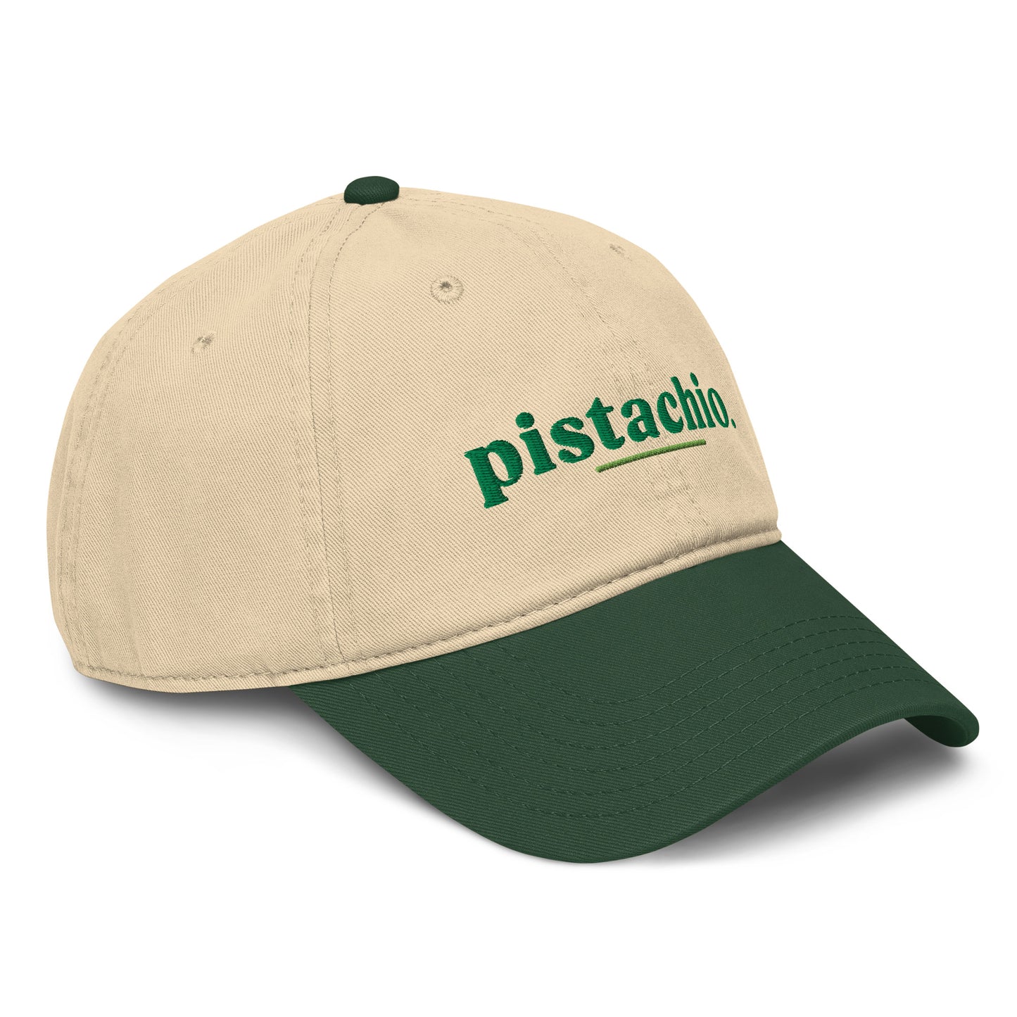 Pistachio Slogan Cotton Embroidered Cap