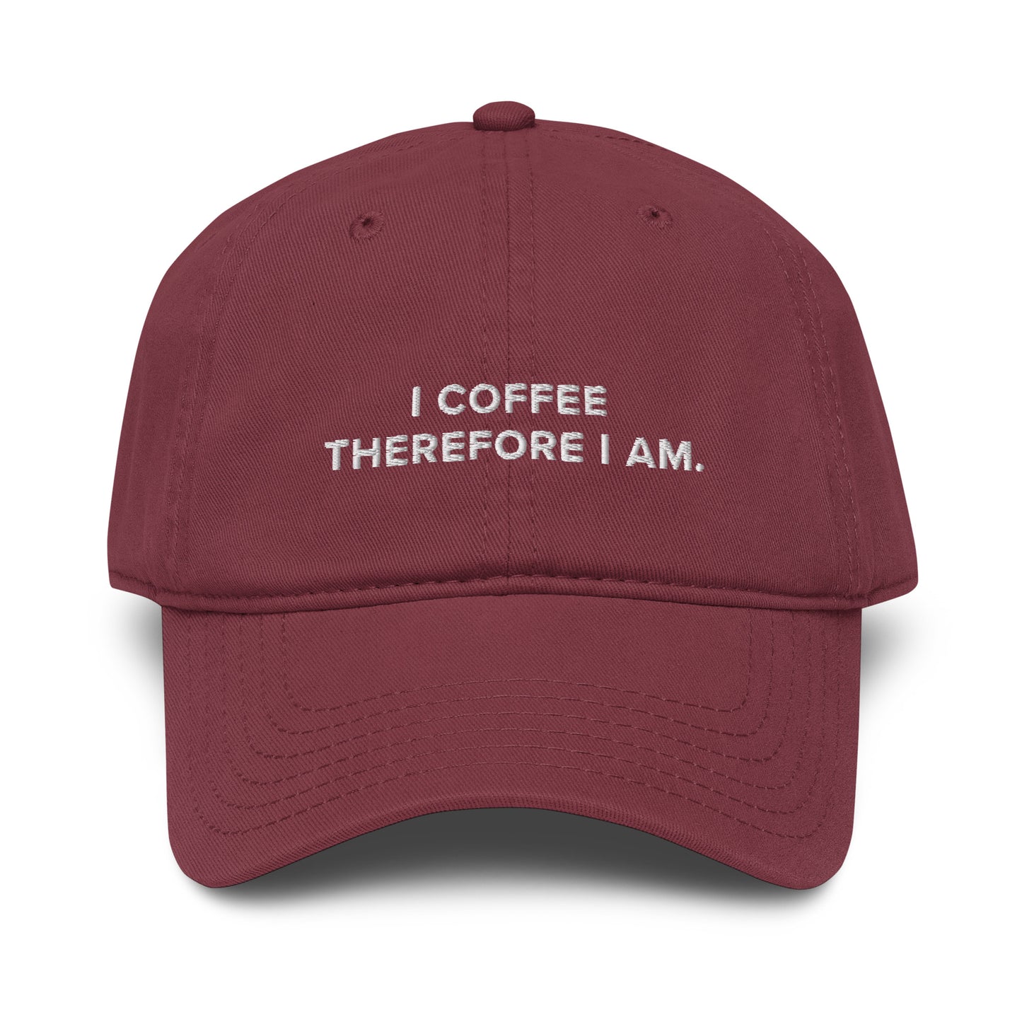 GUSTATORY I Coffee Therefore I Am. Cotton Embroidered Cap
