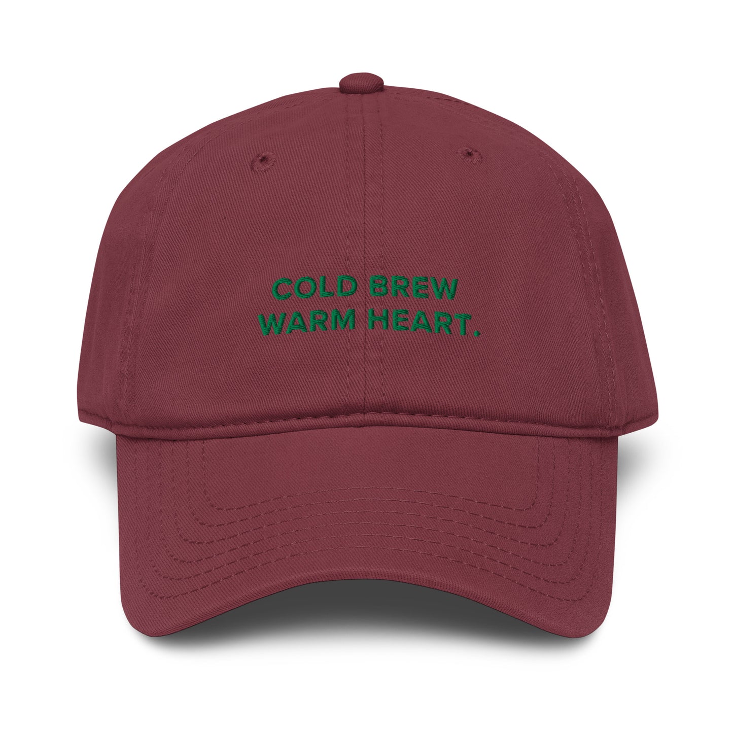 GUSTATORY Cold Brew Warm Heart. Cotton Embroidered Cap