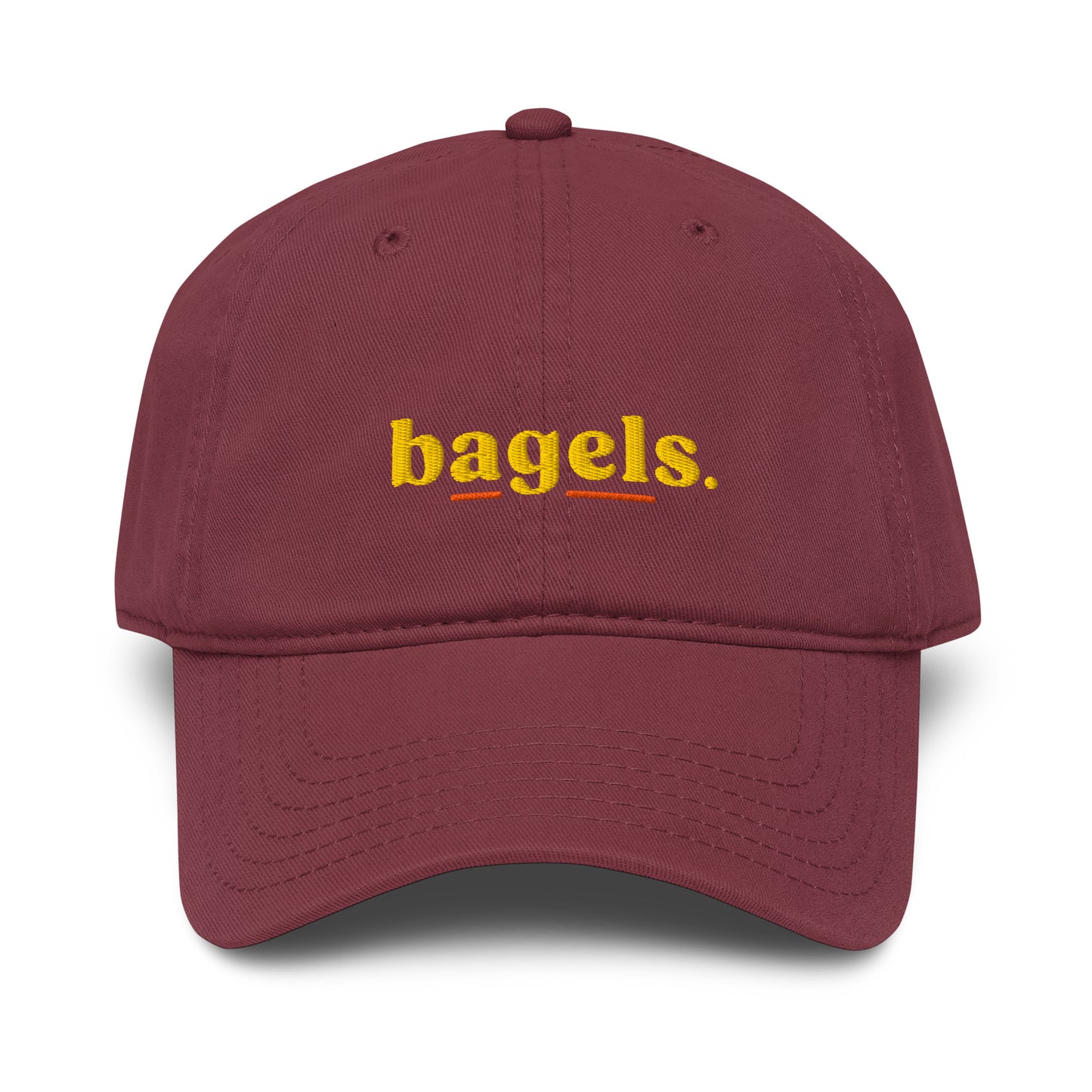 Bagels Slogan Cotton Embroidered Cap