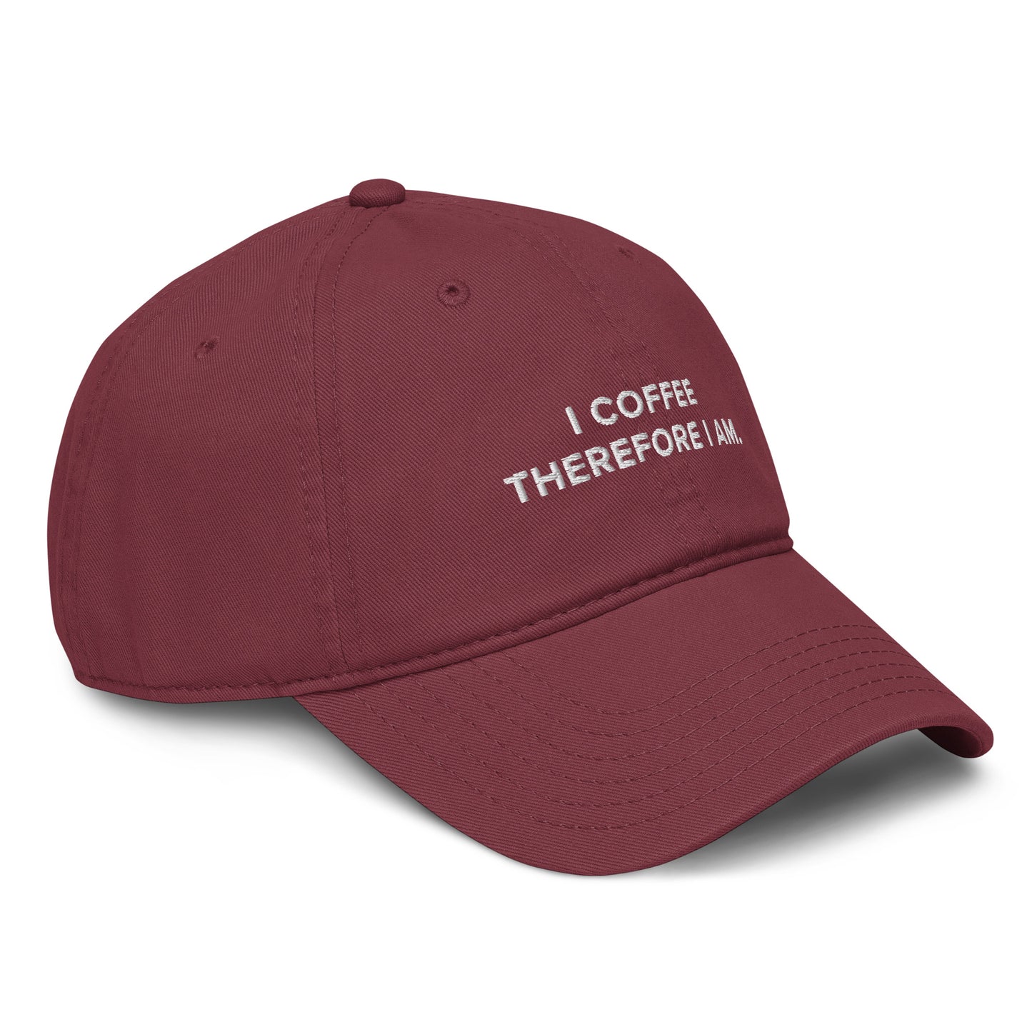 GUSTATORY I Coffee Therefore I Am. Cotton Embroidered Cap
