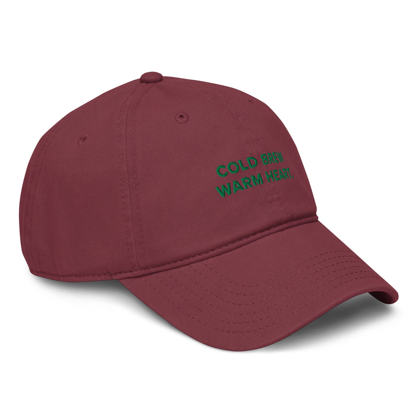 GUSTATORY Cold Brew Warm Heart. Cotton Embroidered Cap