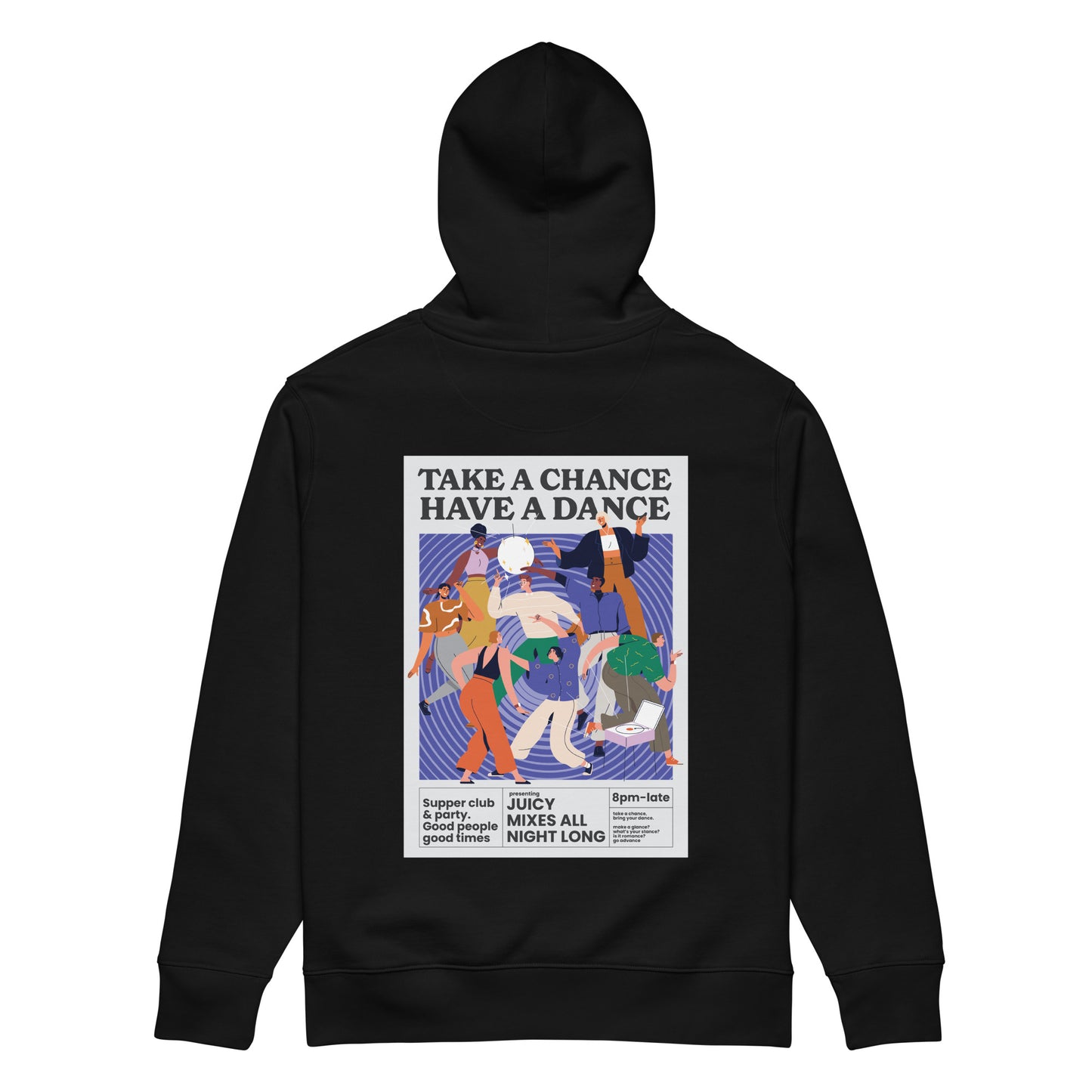 Take A Chance Have A Dance DISCO! Organic Cotton Embroidered Heavyweight Hoodie