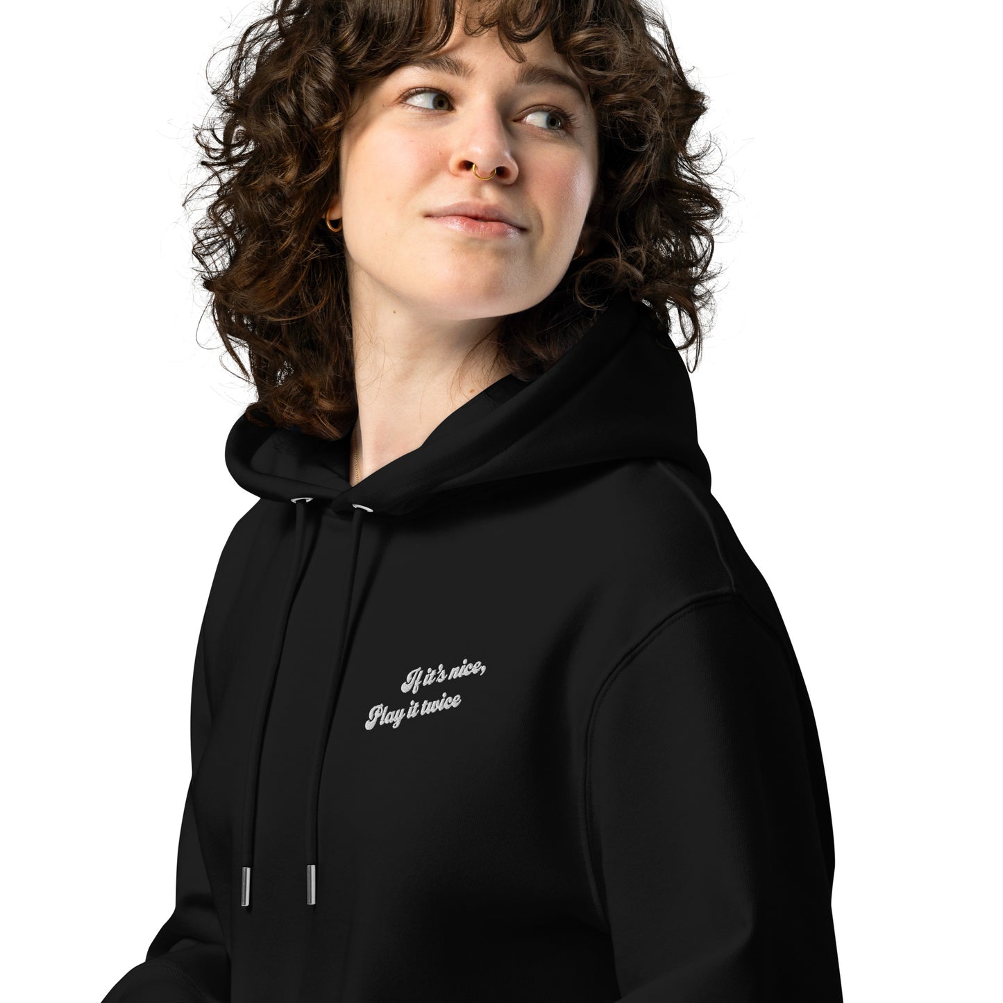 If It's Nice Play It Twice DISCO! Organic Cotton Embroidered Heavyweight Hoodie