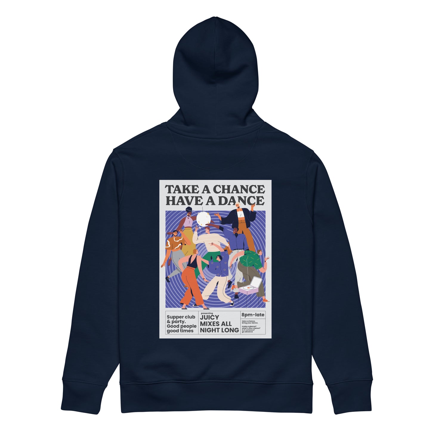 Take A Chance Have A Dance DISCO! Organic Cotton Embroidered Heavyweight Hoodie