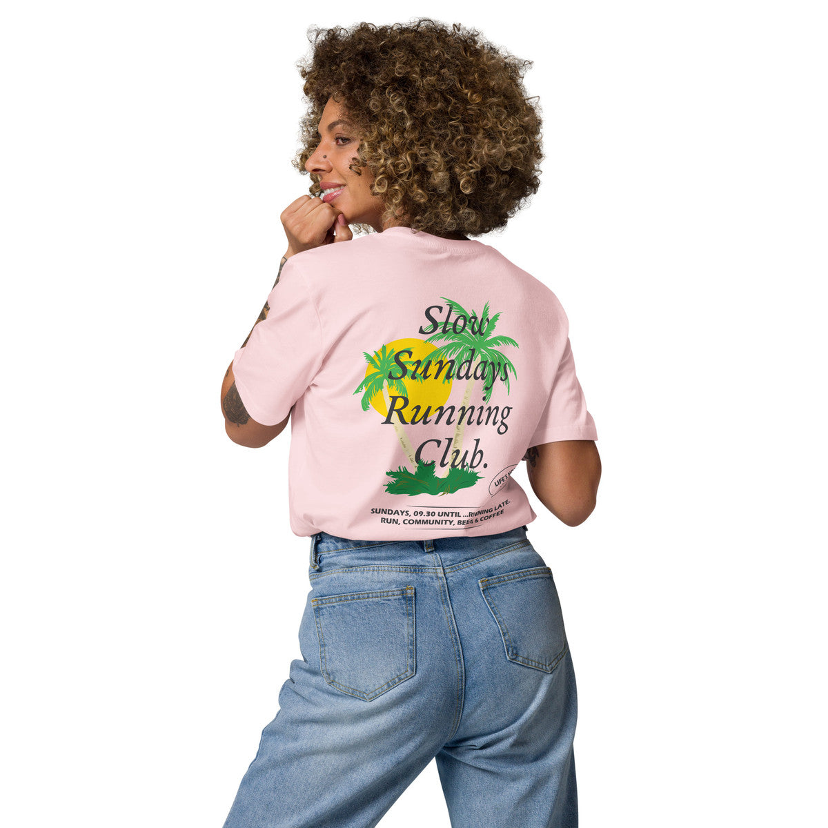 ANCHOR & CREW Palm Tree Slow Sundays Running Club Organic Cotton T-Shirt 