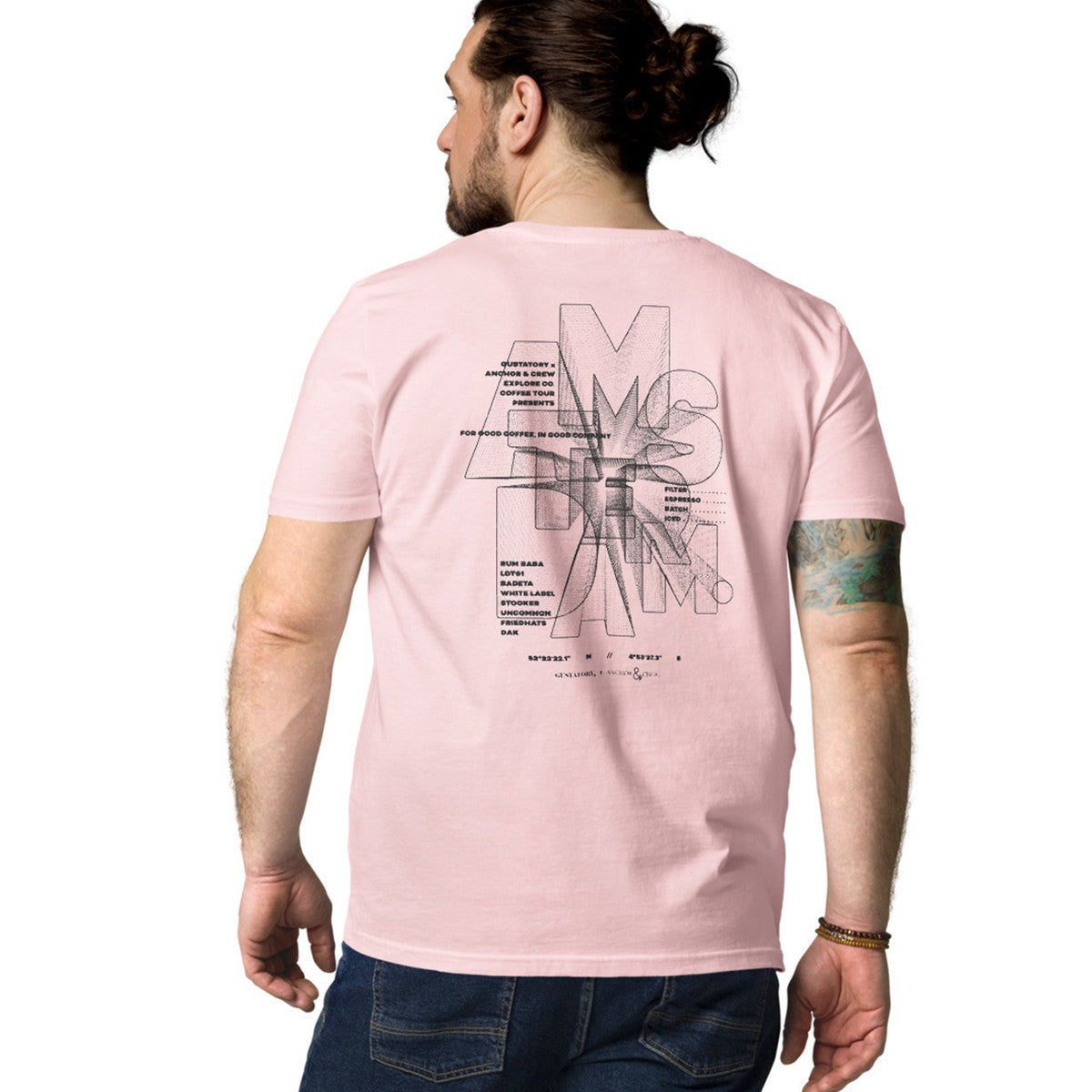 ANCHOR & CREW x GUSTATORY Amsterdam Coffee Scene Organic Cotton Embroidered T-Shirt