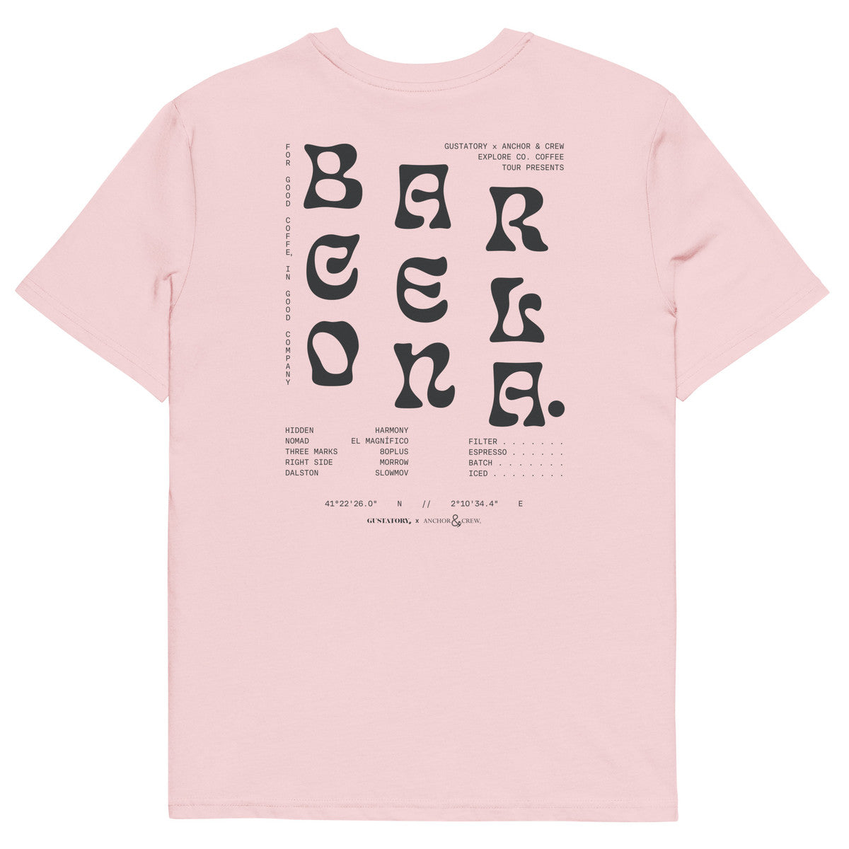 ANCHOR & CREW x GUSTATORY Barcelona Coffee Scene Organic Cotton Embroidered T-Shirt