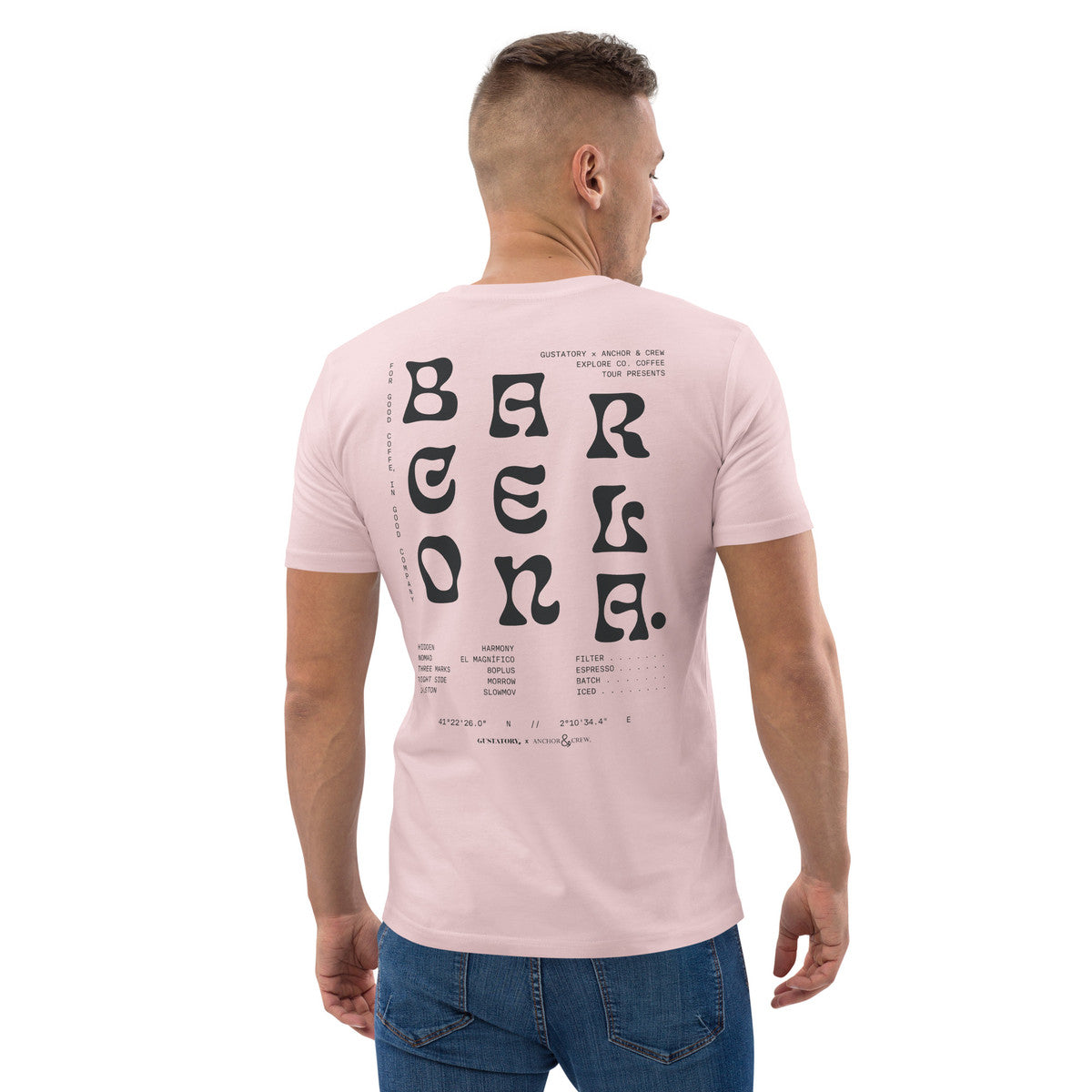 ANCHOR & CREW x GUSTATORY Barcelona Coffee Scene Organic Cotton Embroidered T-Shirt