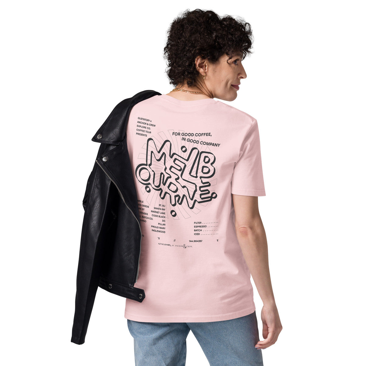 ANCHOR & CREW x GUSTATORY Melbourne Coffee Scene Organic Cotton Embroidered T-Shirt 