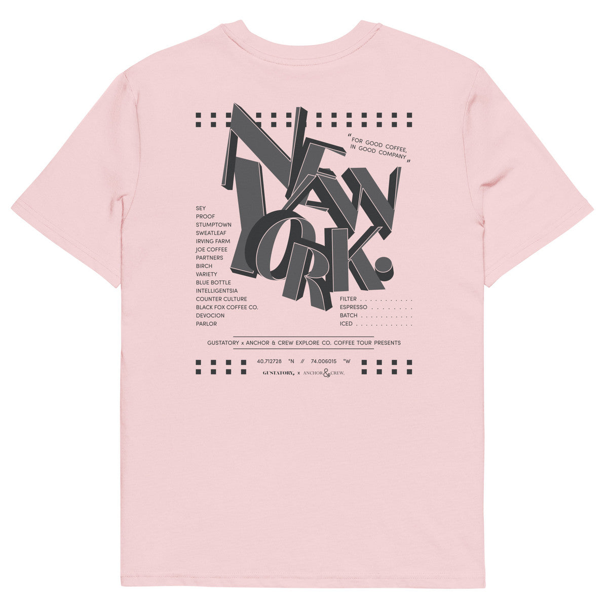 ANCHOR & CREW x GUSTATORY New York Coffee Scene Organic Cotton Embroidered T-Shirt 