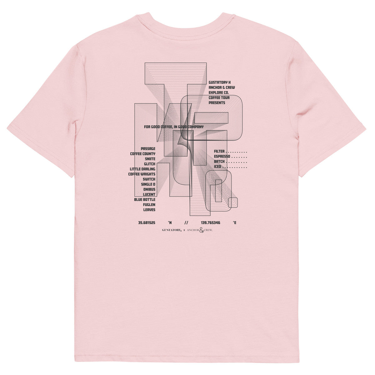 ANCHOR & CREW x GUSTATORY Tokyo Coffee Scene Organic Cotton Embroidered T-Shirt