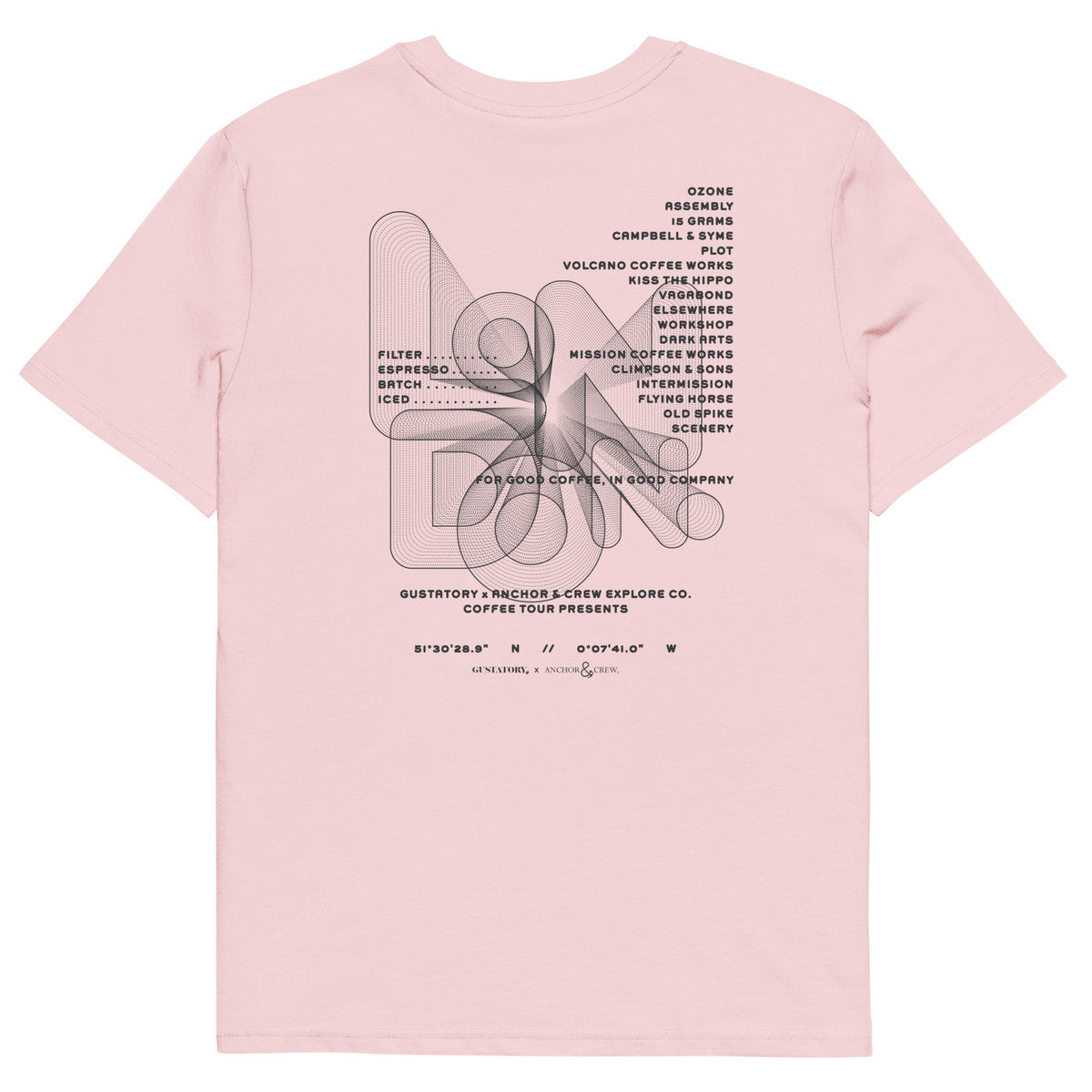 ANCHOR & CREW x GUSTATORY London Coffee Scene Organic Cotton Embroidered T-Shirt
