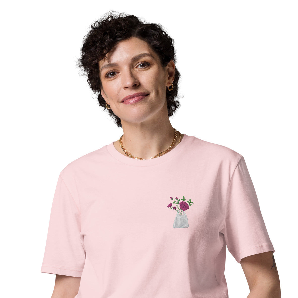 ANCHOR & CREW Peony Garden Dystopia Organic Cotton Embroidered T-Shirt