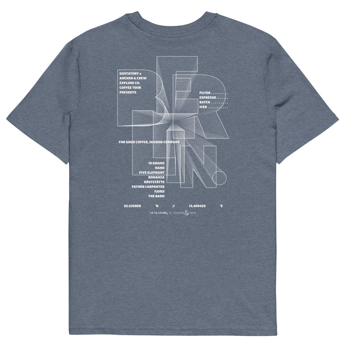 ANCHOR & CREW  GUSTATORY x Berlin Coffee Scene Organic Cotton Embroidered T-Shirt