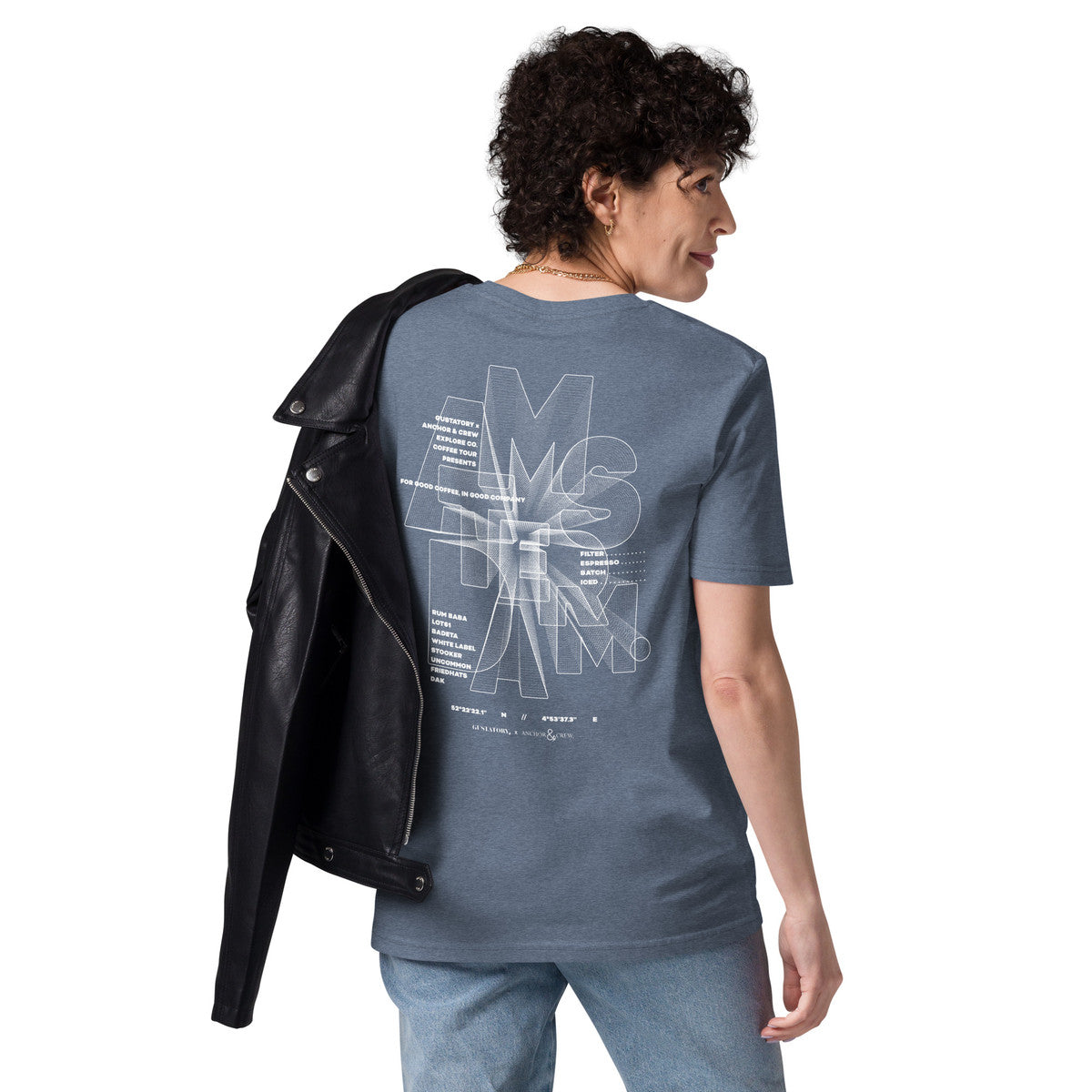 ANCHOR & CREW x GUSTATORY Amsterdam Coffee Scene Organic Cotton Embroidered T-Shirt