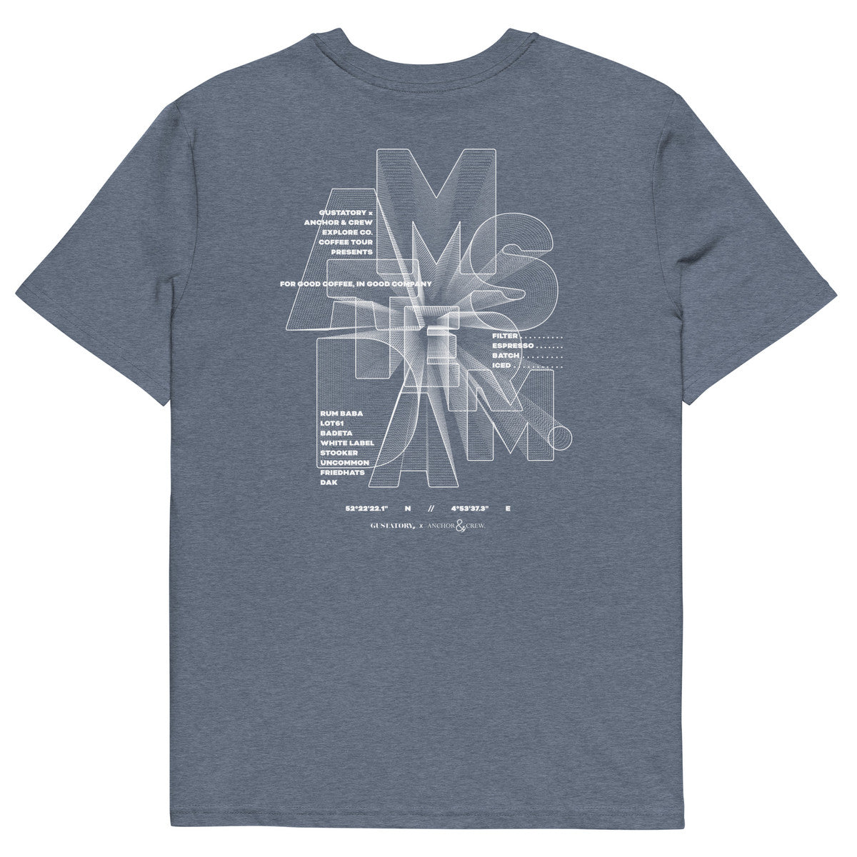 ANCHOR & CREW x GUSTATORY Amsterdam Coffee Scene Organic Cotton Embroidered T-Shirt