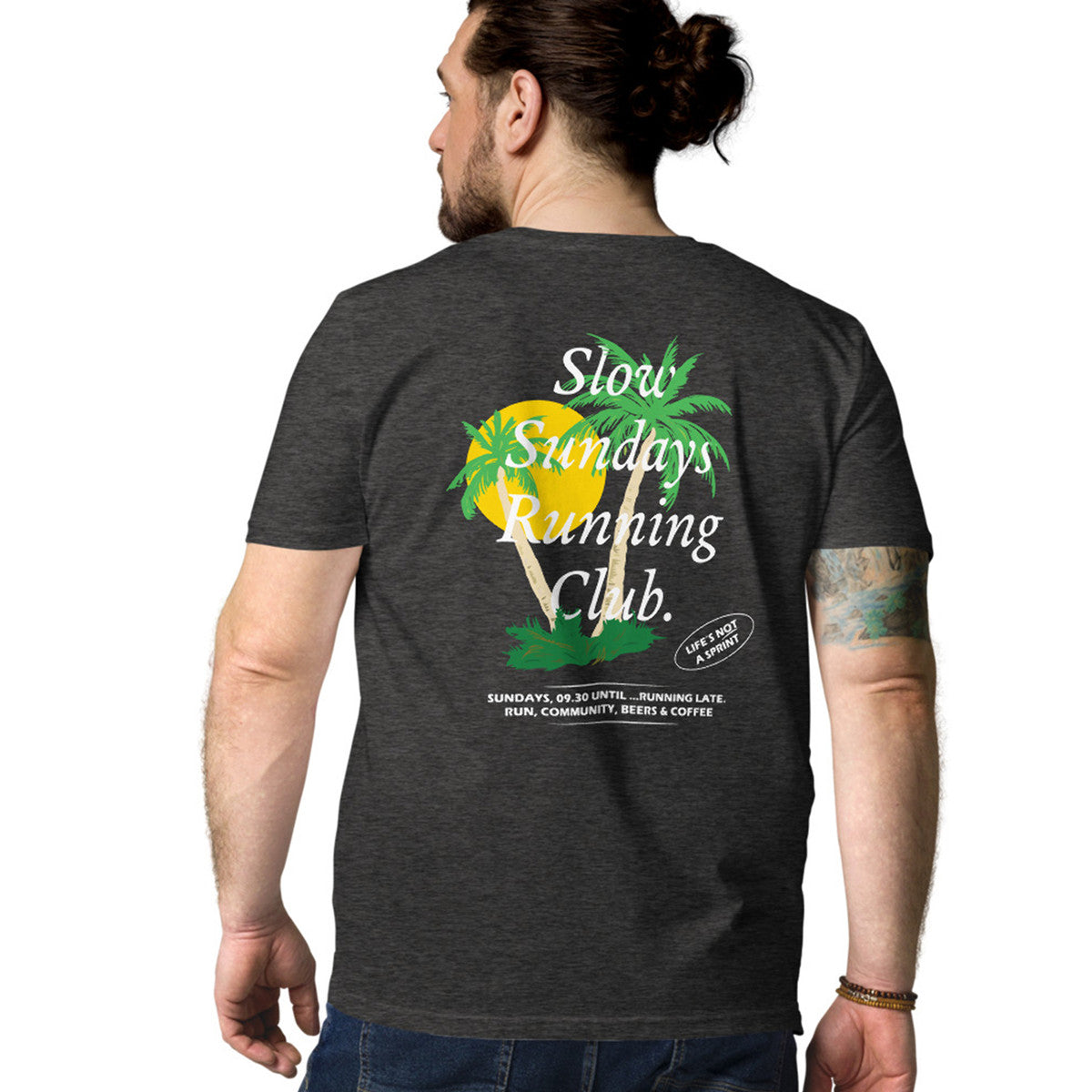 ANCHOR & CREW Palm Tree Slow Sundays Running Club Organic Cotton T-Shirt 