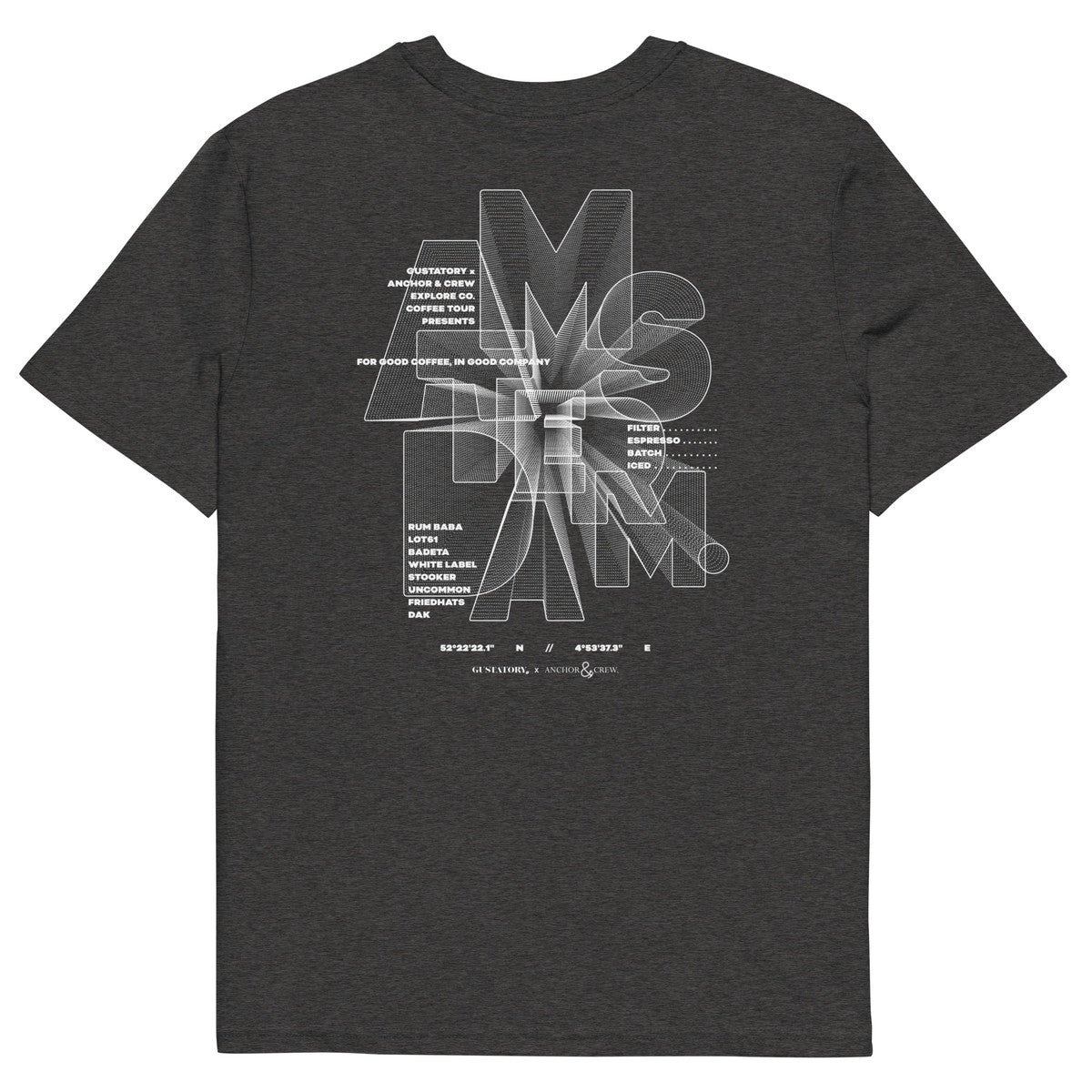 ANCHOR & CREW x GUSTATORY Amsterdam Coffee Scene Organic Cotton Embroidered T-Shirt