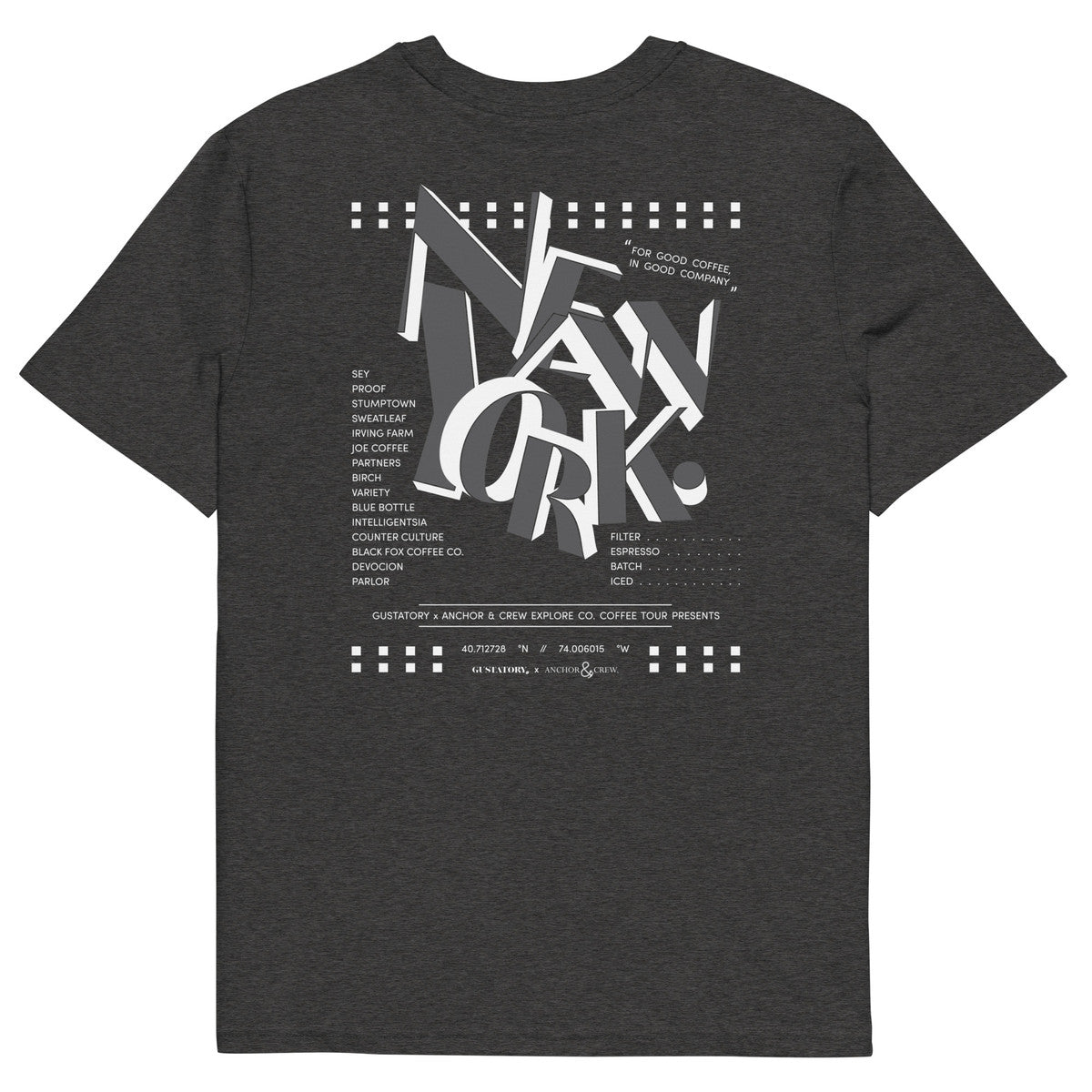 ANCHOR & CREW x GUSTATORY New York Coffee Scene Organic Cotton Embroidered T-Shirt 