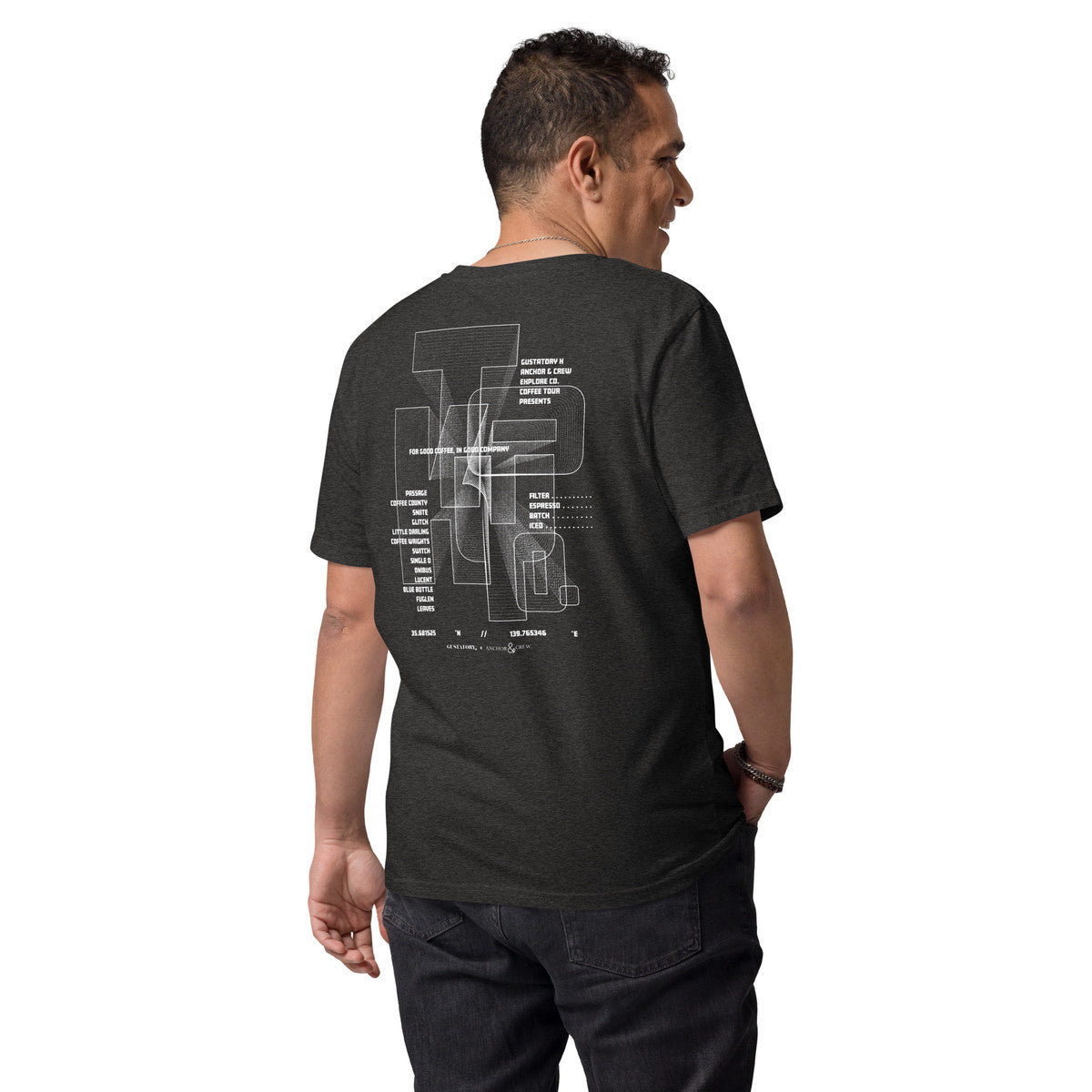 ANCHOR & CREW x GUSTATORY Tokyo Coffee Scene Organic Cotton Embroidered T-Shirt
