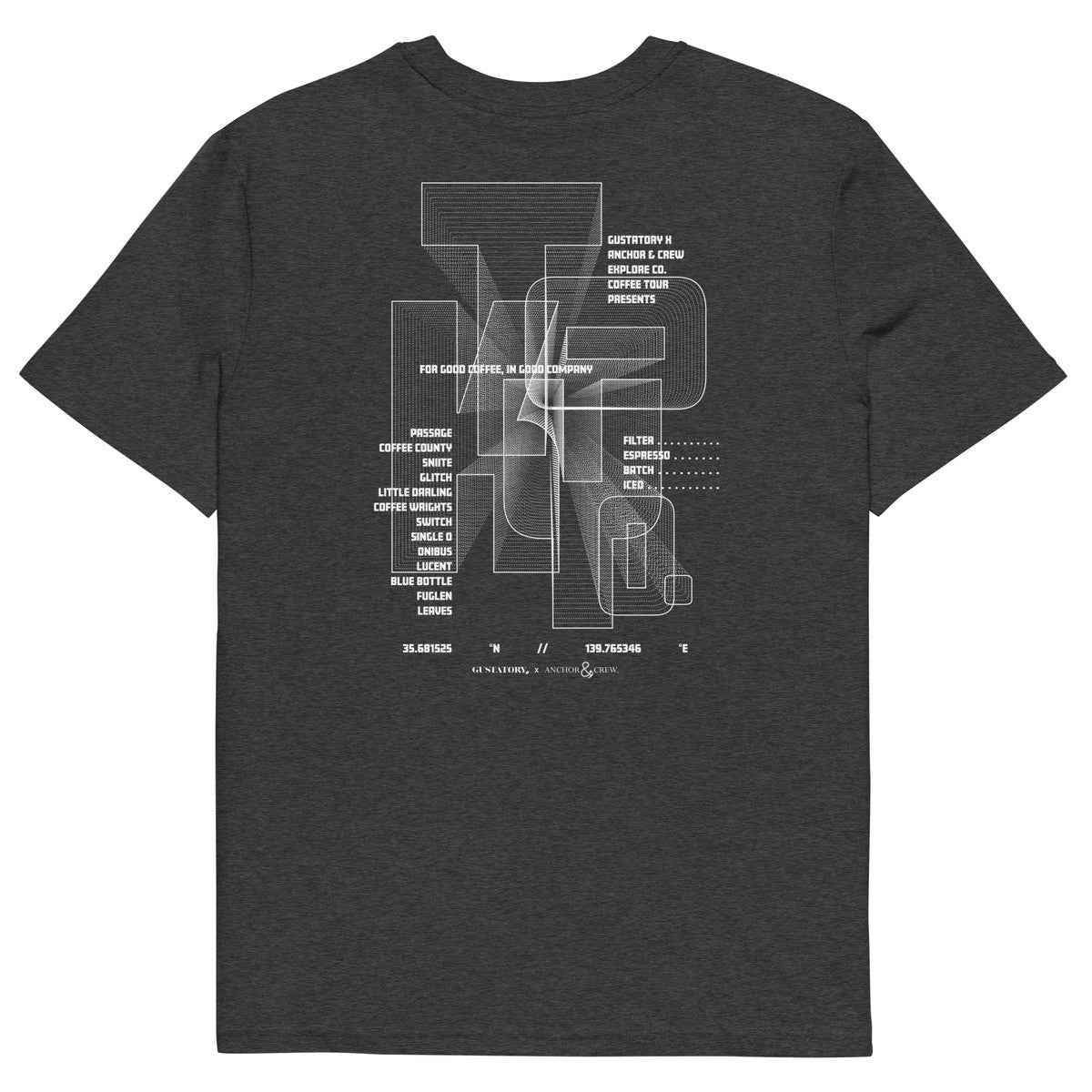ANCHOR & CREW x GUSTATORY Tokyo Coffee Scene Organic Cotton Embroidered T-Shirt