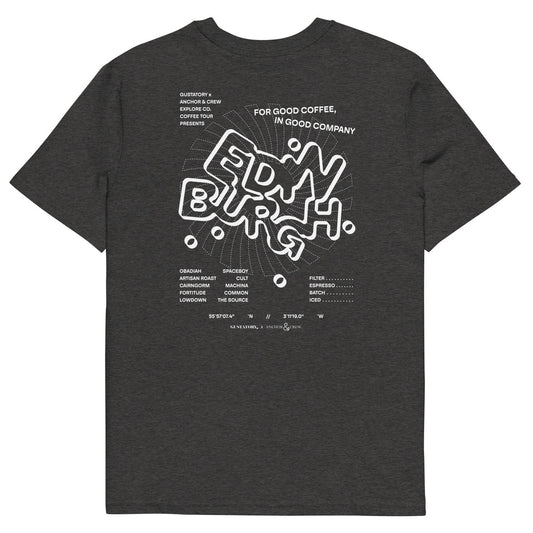 ANCHOR & CREW x GUSTATORY Edinburgh Coffee Scene Organic Cotton Embroidered T-Shirt