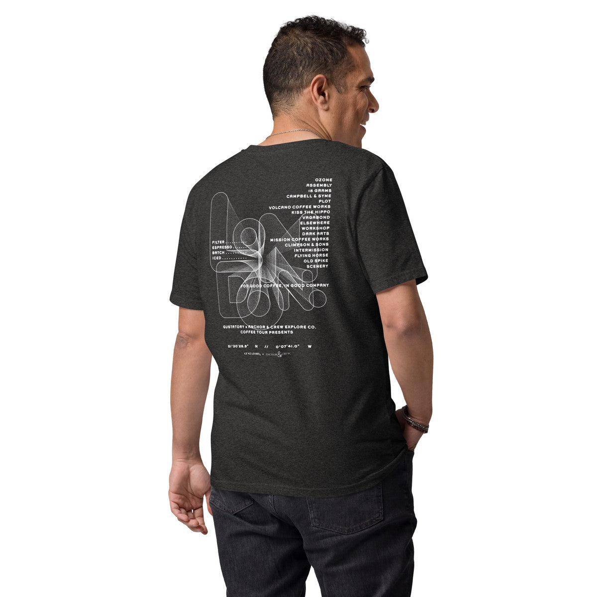 ANCHOR & CREW x GUSTATORY London Coffee Scene Organic Cotton Embroidered T-Shirt