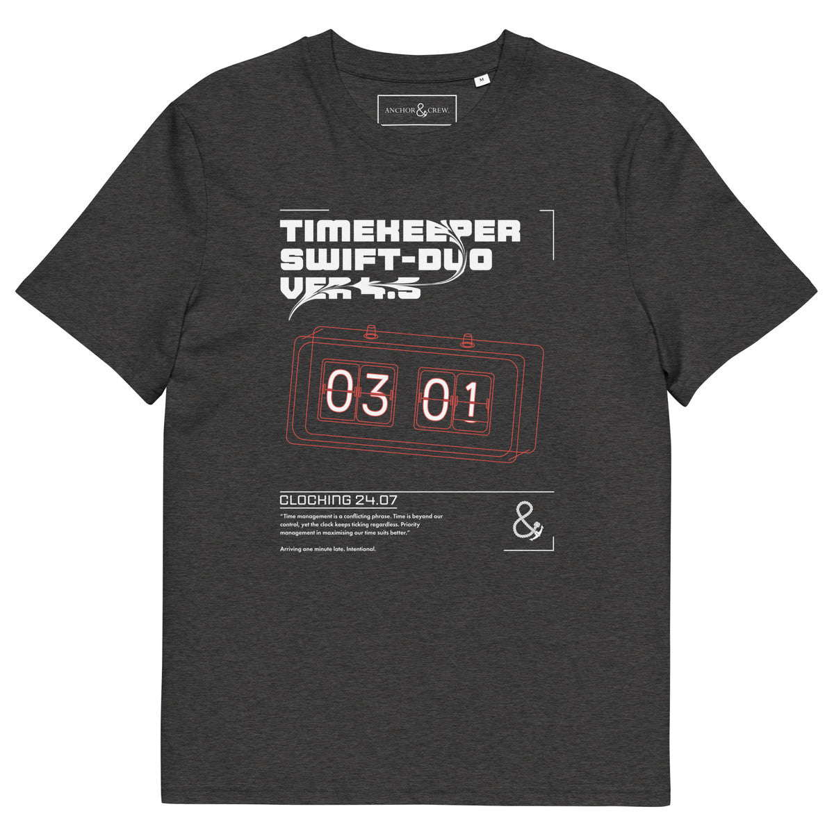 ANCHOR & CREW Timekeeper Swift-Duo Ver 4.5 Clock Archives Organic Cotton T-Shir