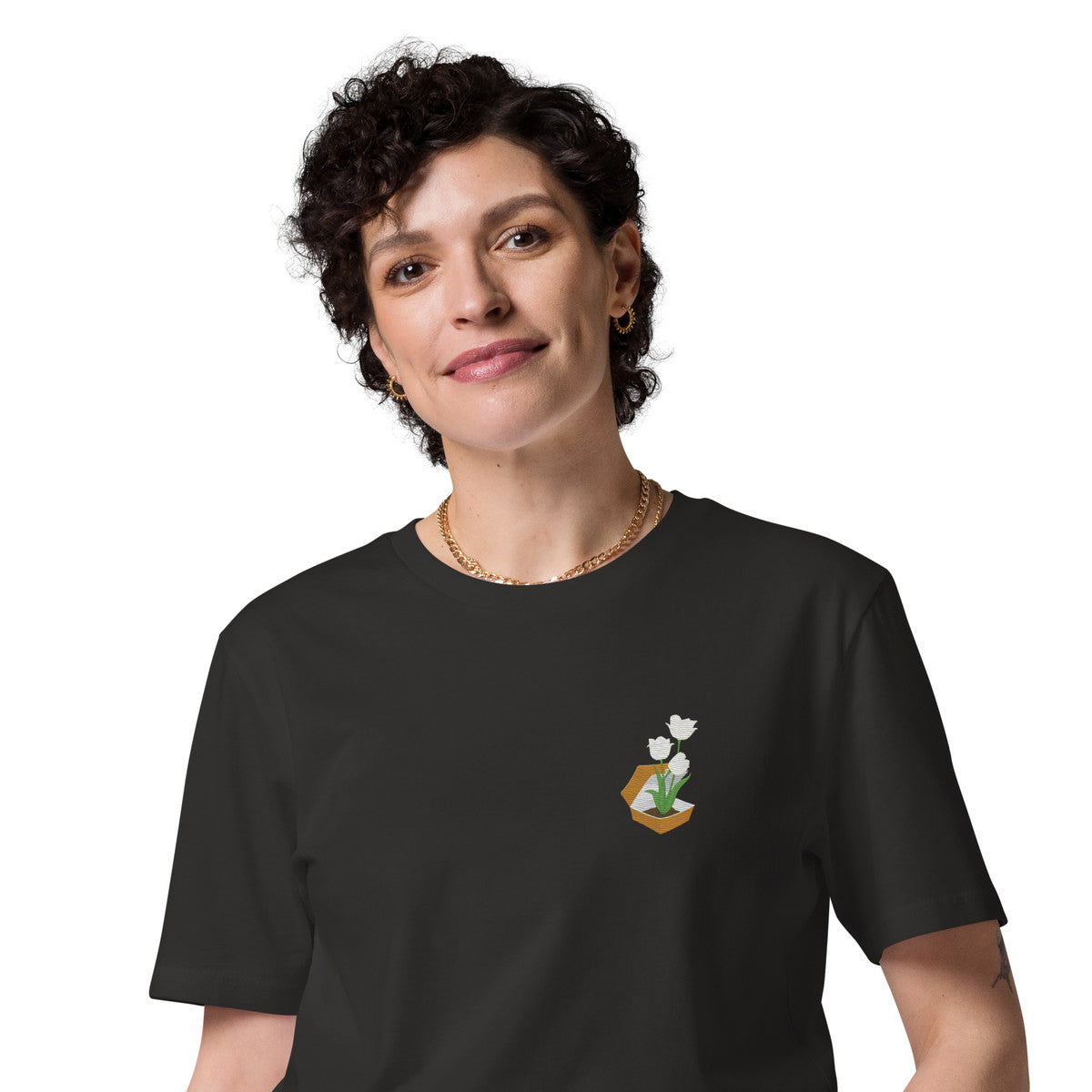 ANCHOR & CREW Tulip Garden Dystopia Organic Cotton Embroidered T-Shirt