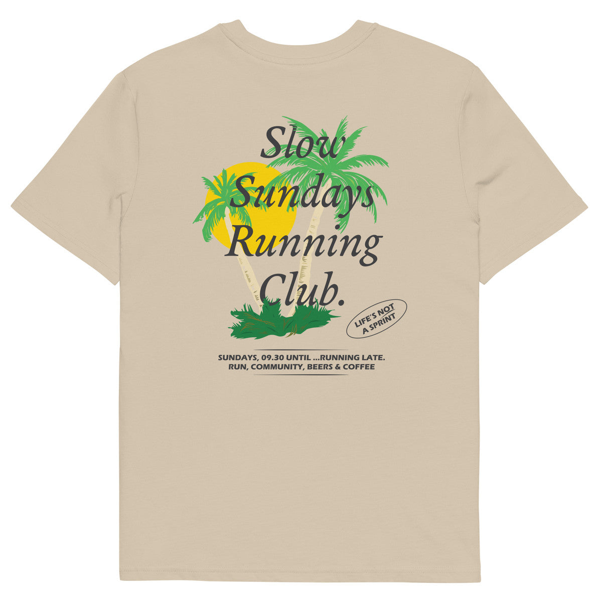 ANCHOR & CREW Palm Tree Slow Sundays Running Club Organic Cotton T-Shirt 