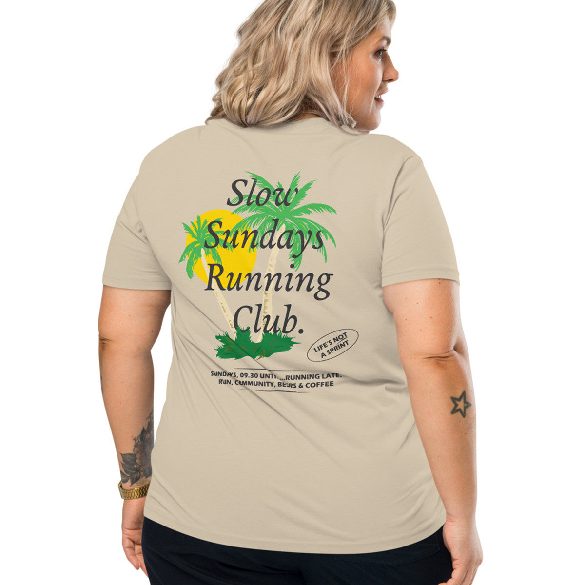 ANCHOR & CREW Palm Tree Slow Sundays Running Club Organic Cotton T-Shirt 