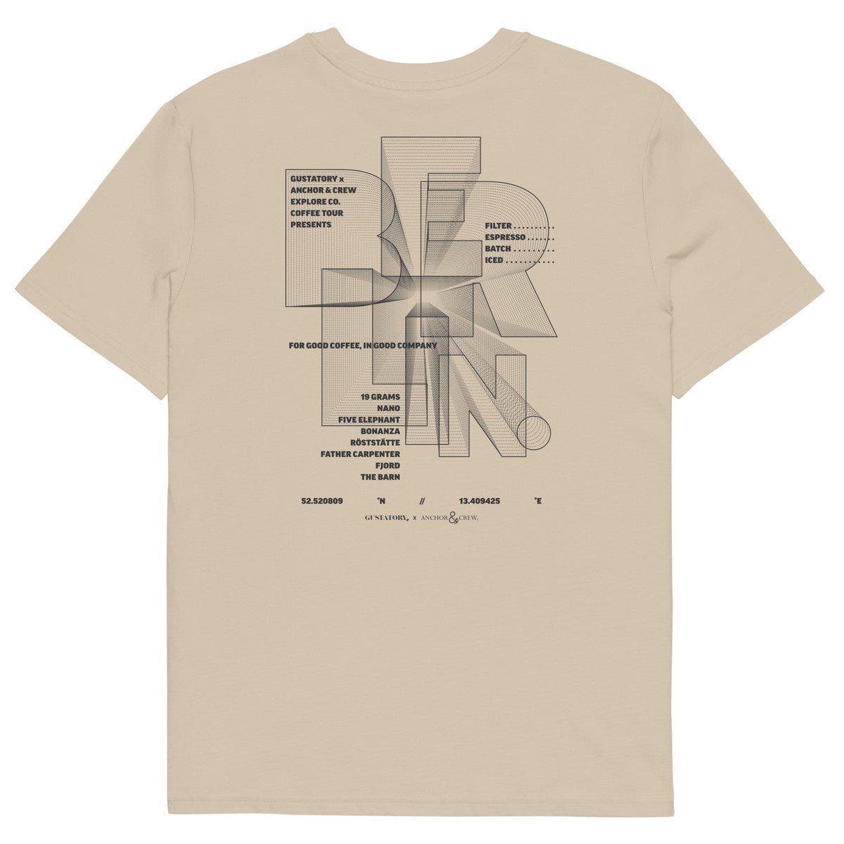 ANCHOR & CREW  GUSTATORY x Berlin Coffee Scene Organic Cotton Embroidered T-Shirt