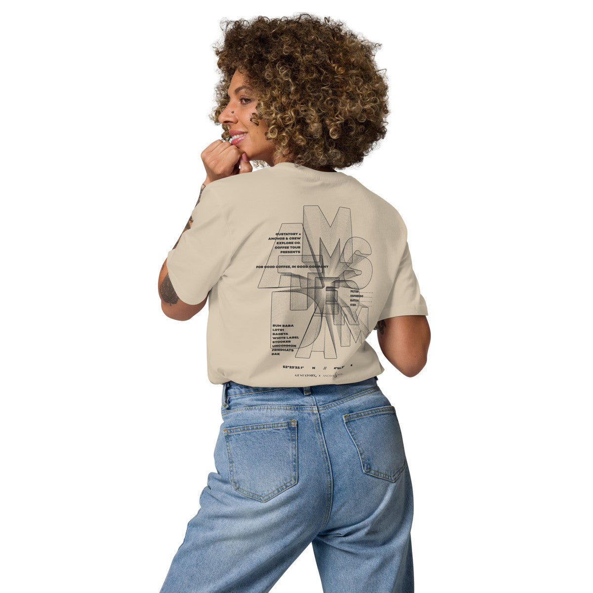 ANCHOR & CREW x GUSTATORY Amsterdam Coffee Scene Organic Cotton Embroidered T-Shirt