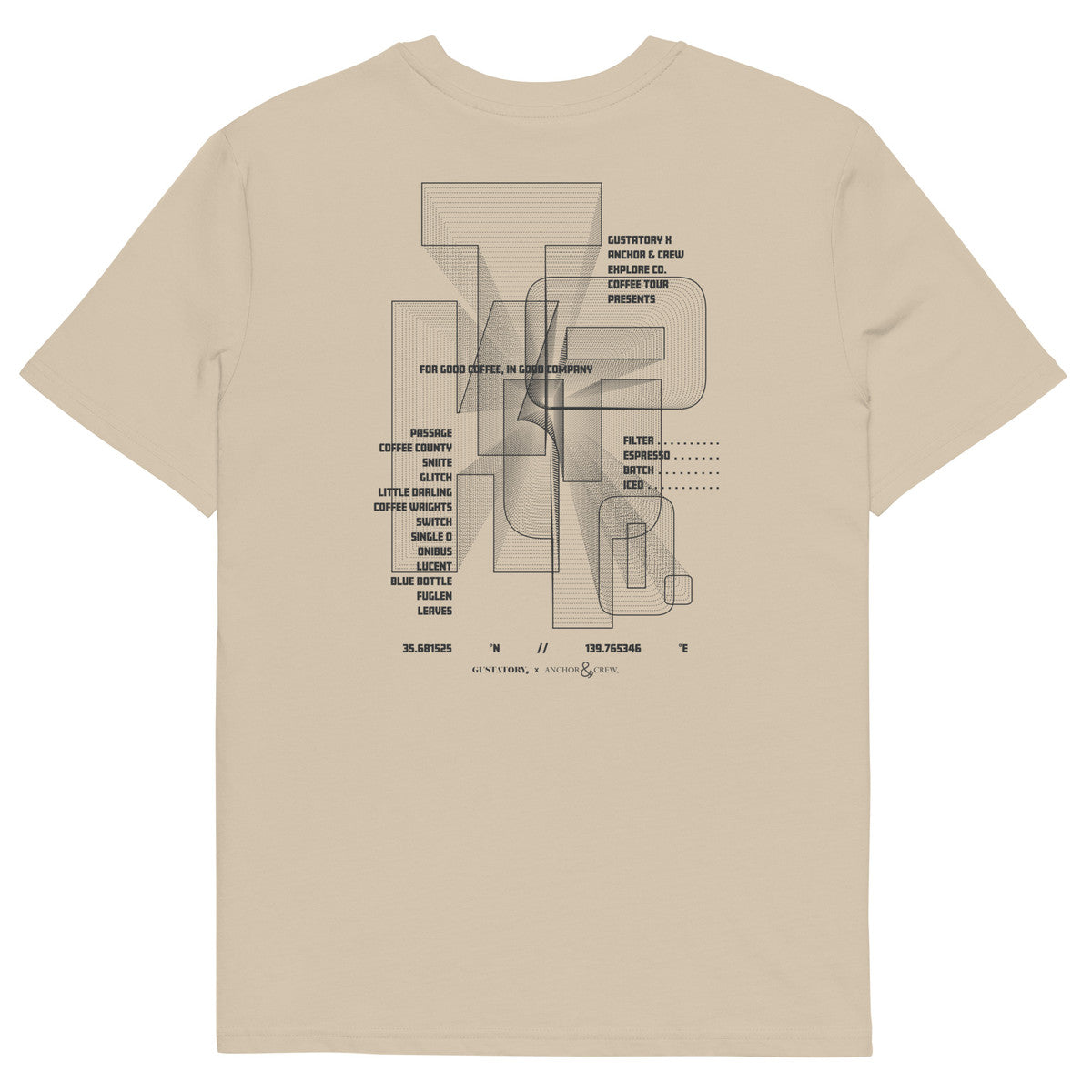 ANCHOR & CREW x GUSTATORY Tokyo Coffee Scene Organic Cotton Embroidered T-Shirt