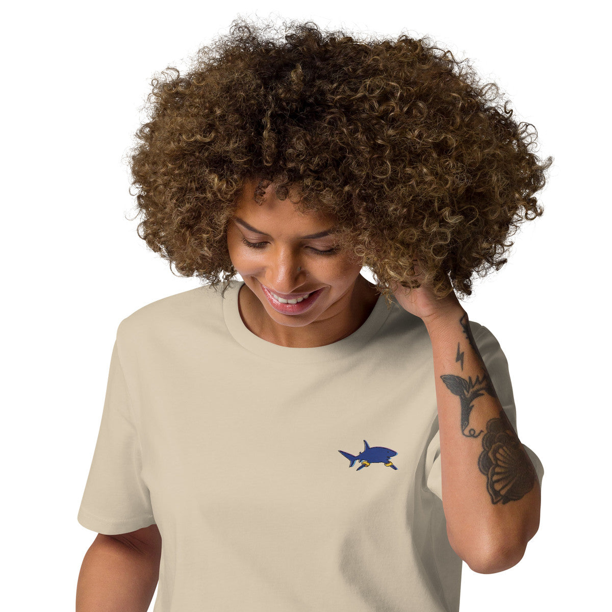 ANCHOR & CREW Shark x Gone Swimming In The Wild Organic Cotton Embroidered T-Shirt