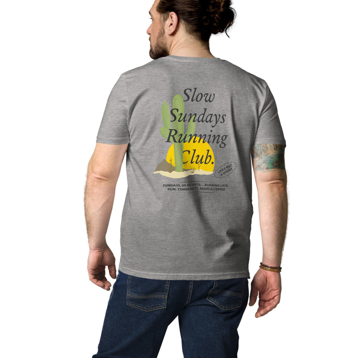 ANCHOR & CREW Cactus Slow Sundays Running Club Organic Cotton T-Shirt