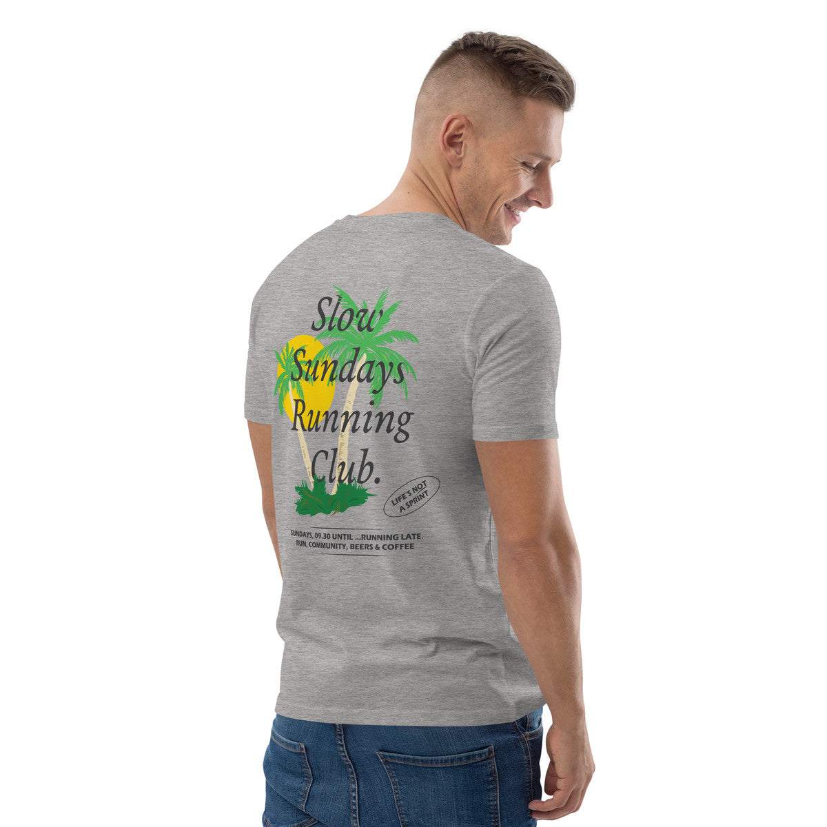 ANCHOR & CREW Palm Tree Slow Sundays Running Club Organic Cotton T-Shirt 