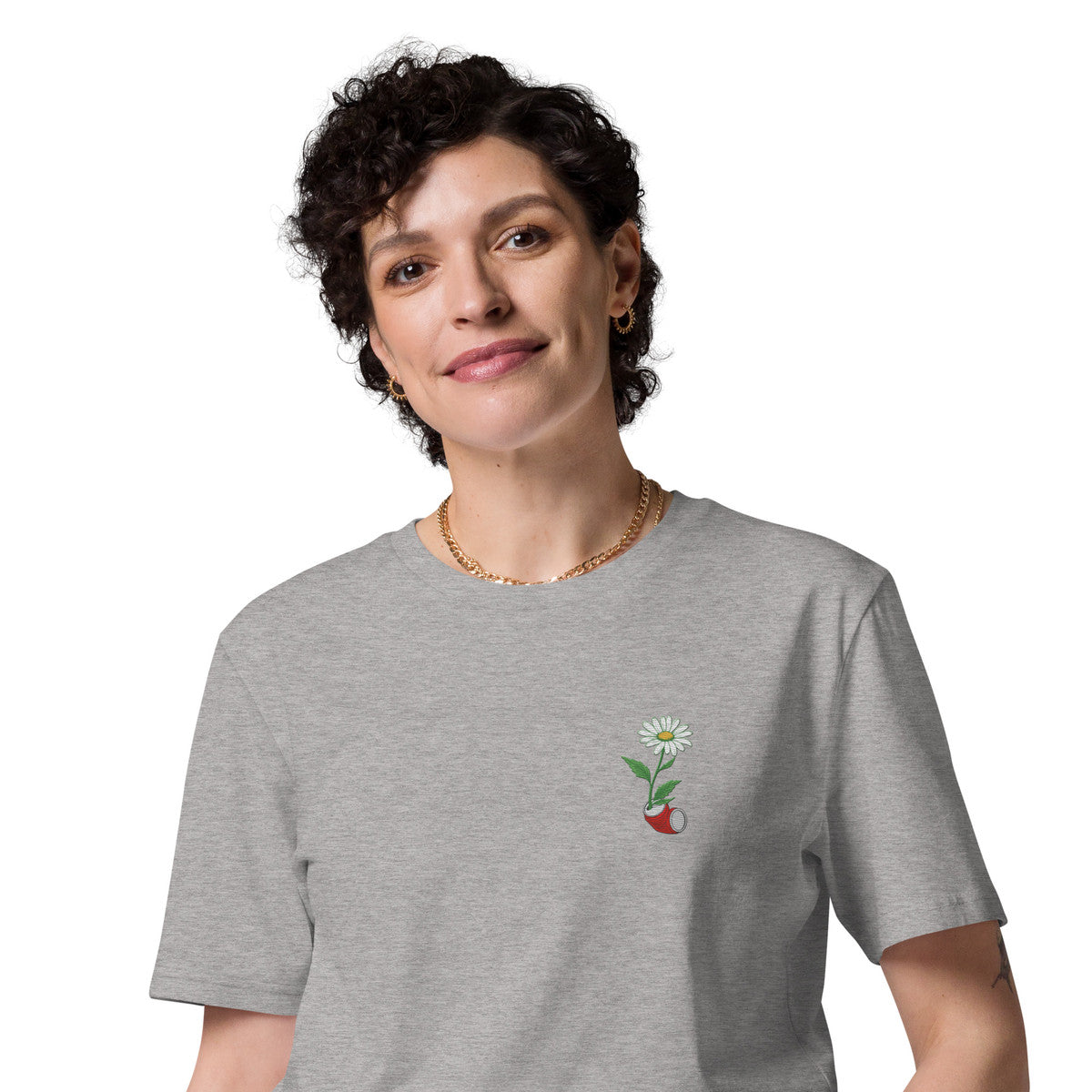 ANCHOR & CREW Daisy Dystopia Garden Organic Cotton Embroidered T-Shirt