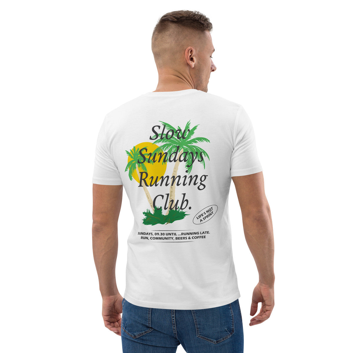 ANCHOR & CREW Palm Tree Slow Sundays Running Club Organic Cotton T-Shirt 